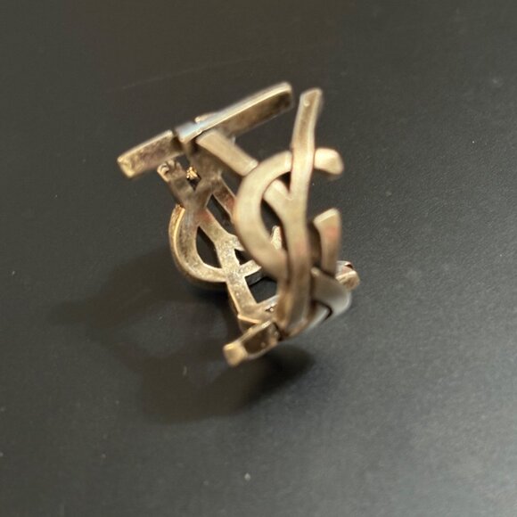 YSL Saint Laurent Cassandre Twisted Metal Ring Oxidized Silver Made In Italy 6 - Picture 2 of 10